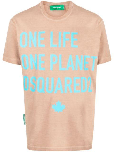 slogan-print cotton T-shirt by DSQUARED2