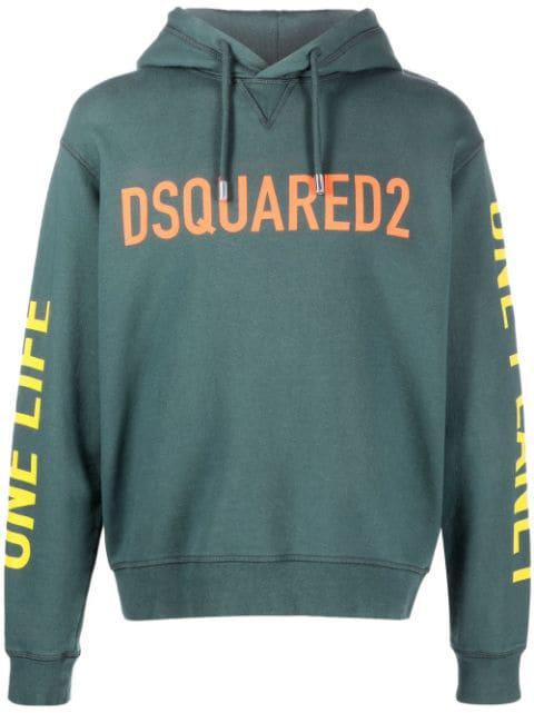 slogan-print cotton hoodie by DSQUARED2