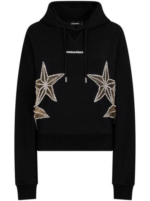 star-embellished cotton hoodie by DSQUARED2