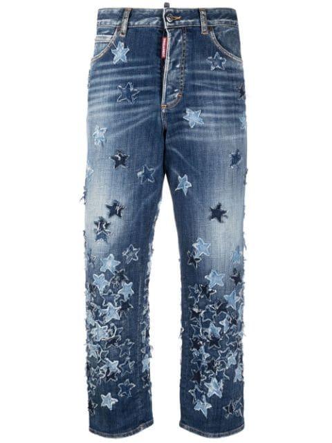 star-embellished cropped jeans by DSQUARED2