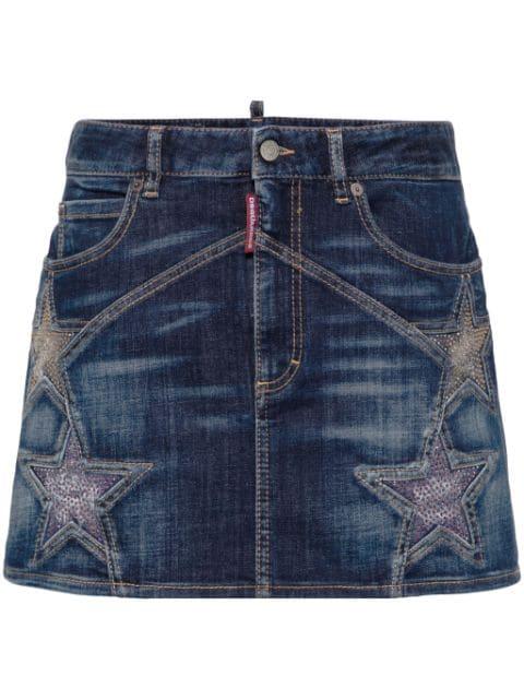 star-studded denim miniskirt by DSQUARED2