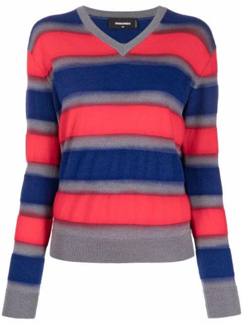 striped V-neck jumper by DSQUARED2