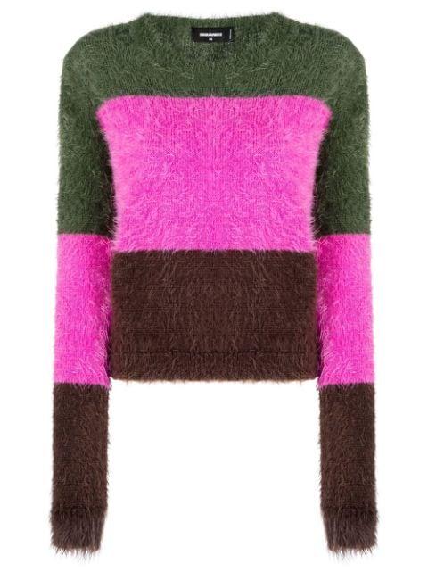 striped brushed-effect jumper by DSQUARED2
