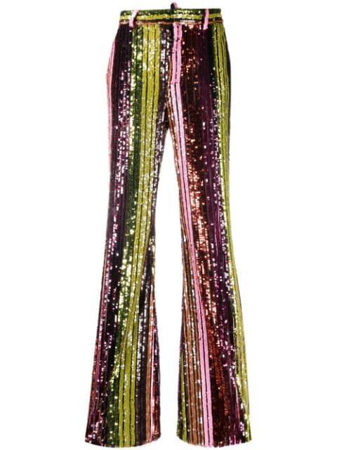 striped sequin flared trousers by DSQUARED2