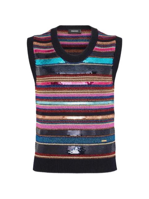 striped sequinned vest by DSQUARED2