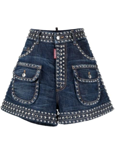stud-embellished denim shorts by DSQUARED2