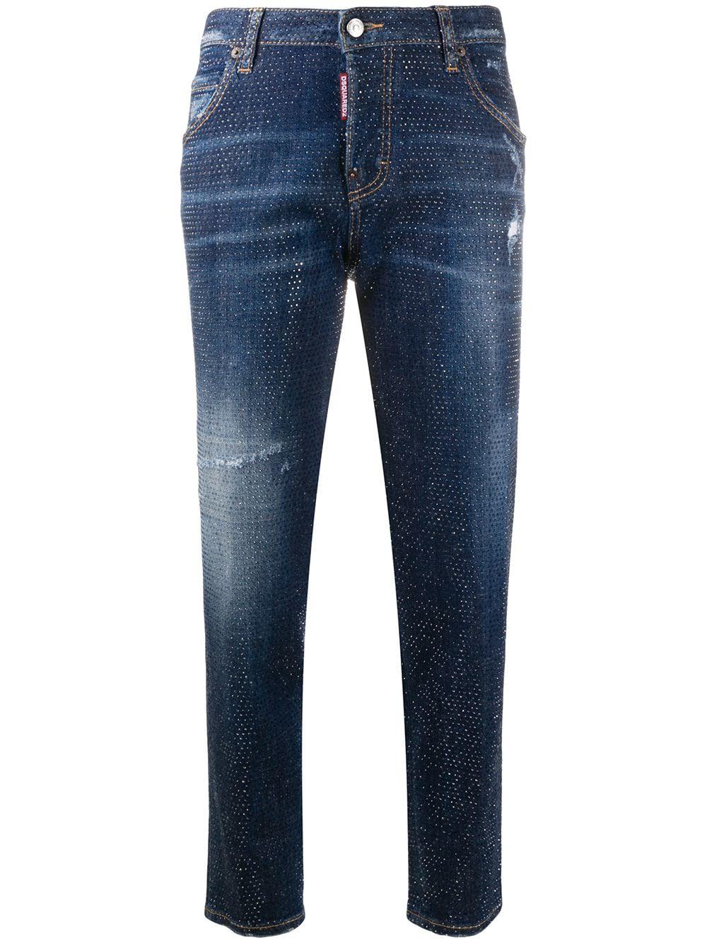 studded cropped skinny-fit jeans by DSQUARED2