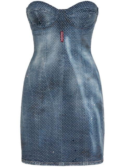 studded denim bustier minidress by DSQUARED2
