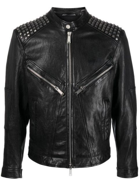 studded leather biker jacket by DSQUARED2