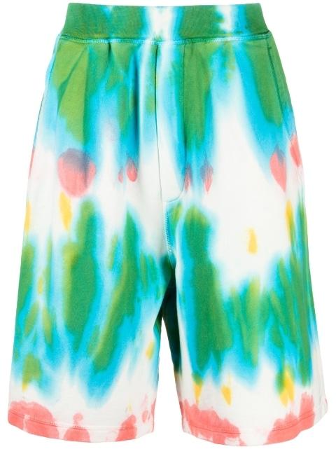 tie dye-print cotton track shorts by DSQUARED2