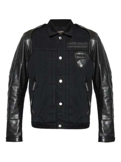 x Ducati leather-sleeve patch shirt jacket by DSQUARED2