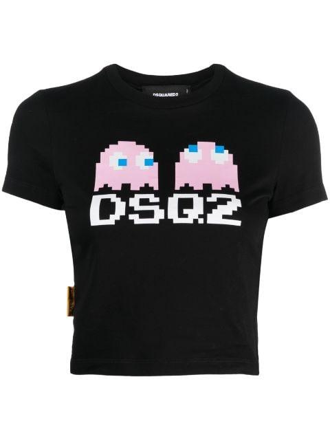 x Pac-Man graphic-print cropped T-shirt by DSQUARED2