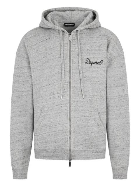 zip-fastening logo-embroidered hoodie by DSQUARED2