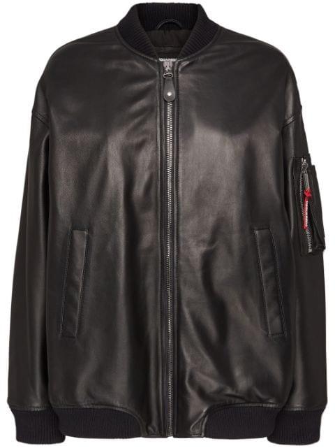 zip-up leather bomber jacket by DSQUARED2