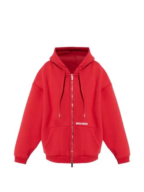 zip-up logo-detail hoodie by DSQUARED2