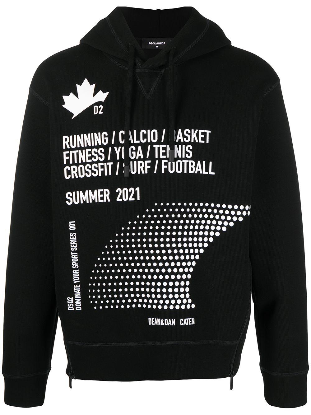 zipped side slogan print hoodie by DSQUARED2
