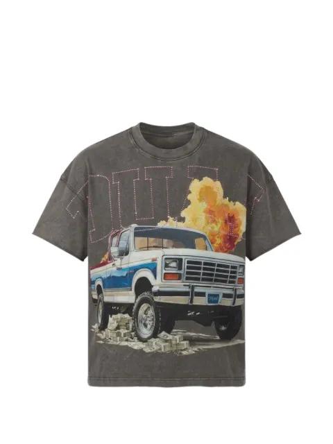 graphic rhinestone T-shirt by DUAA