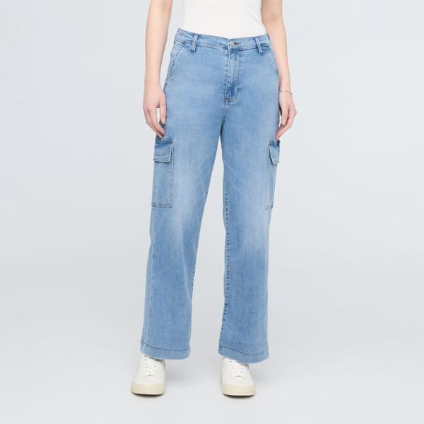 Performance Denim Lite High-Rise Cargo Jeans by DUER