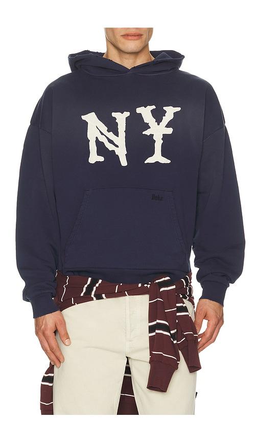 Duke + Dexter NY Embroidered Hoodie in Navy by DUKE + DEXTER