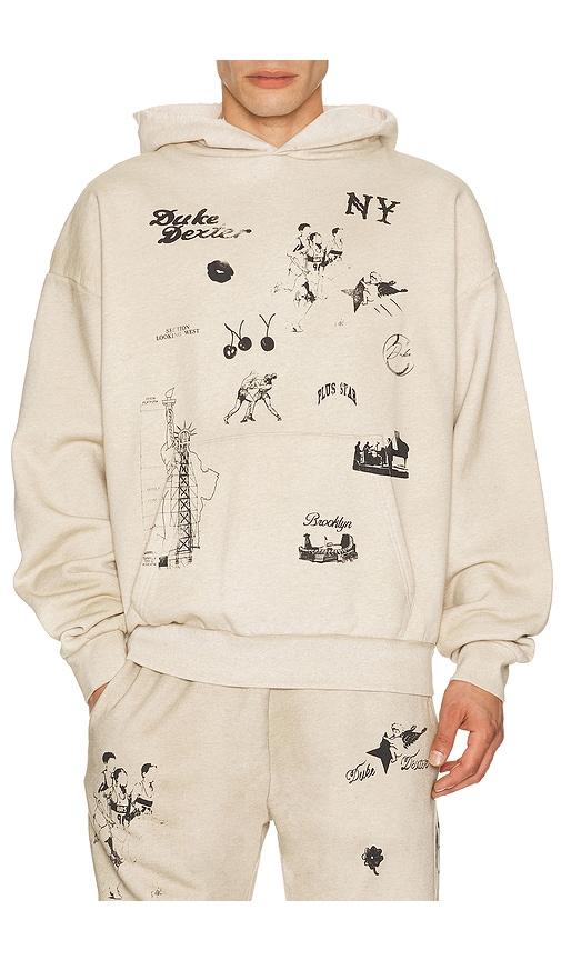 Duke + Dexter NY Sketch Hoodie in Beige by DUKE + DEXTER