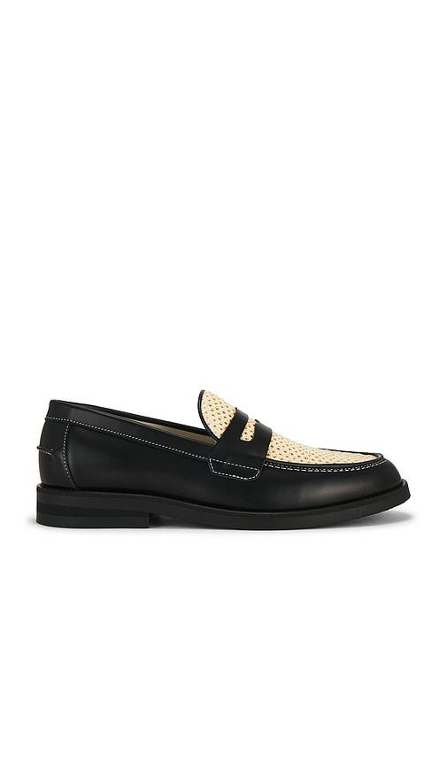 Duke + Dexter Wilde Rattan Penny Loafer in Black by DUKE + DEXTER