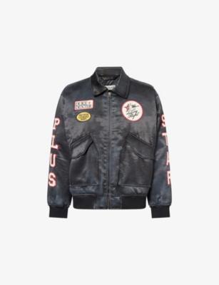 Multi-Patch Satin Bomber Jacket by DUKE&DEXTER