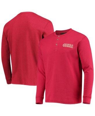 Men's Scarlet San Francisco 49ers Logo Maverick Thermal Henley Long Sleeve T-shirt by DUNBROOKE