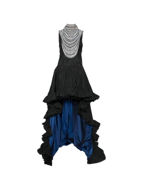 Carmen crystal-embellished ruffled gown by DUNESI