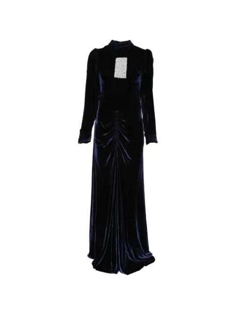 embellished ruched maxi dress by DUNESI