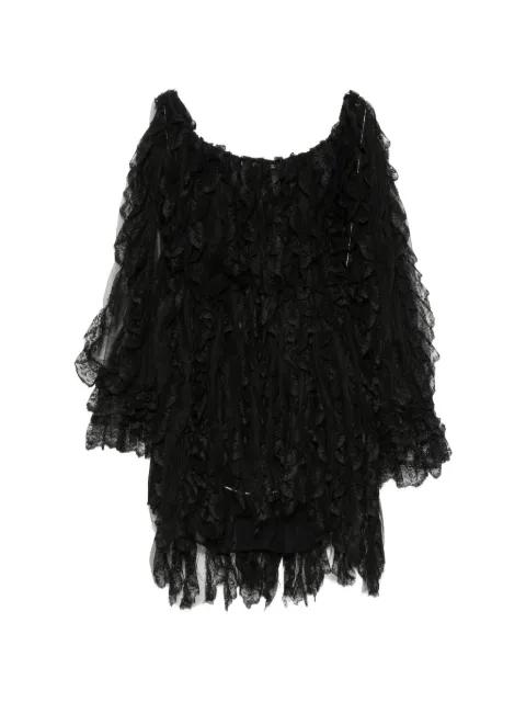 lace-trim ruffled mini dress by DUNESI