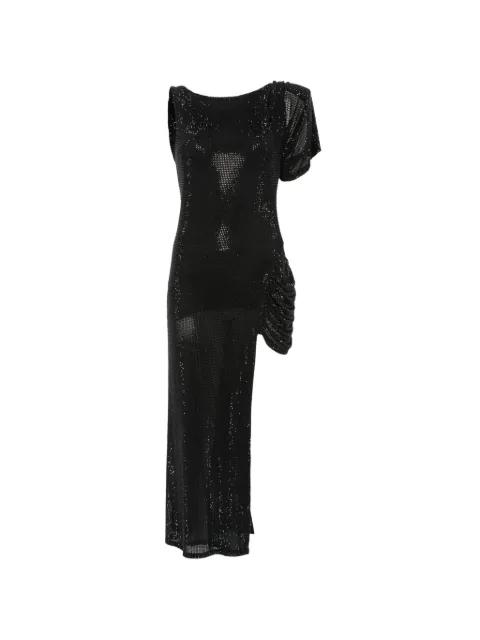one-shoulder embellished midi dress by DUNESI