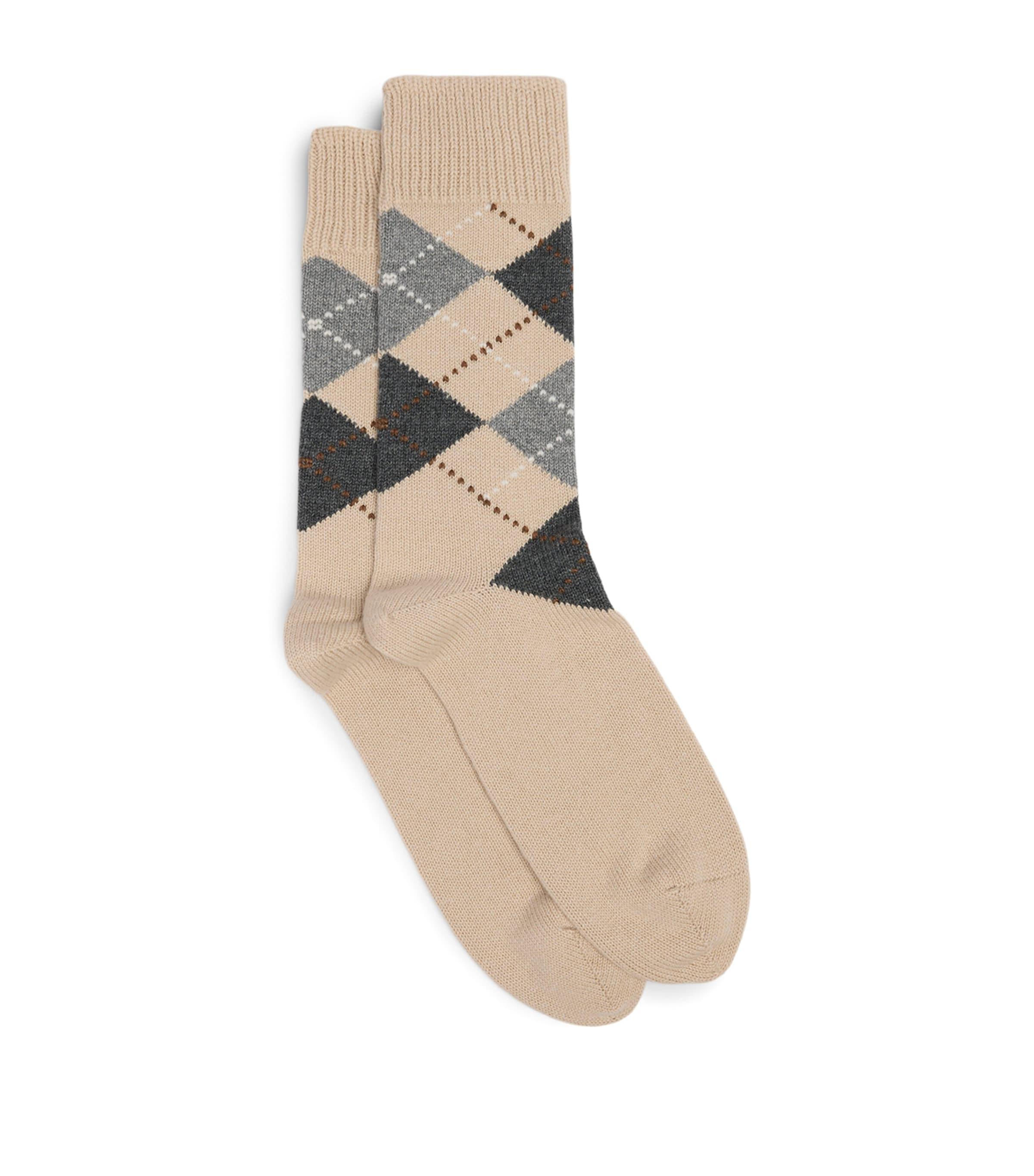 Dunhill Cashmere-Cotton Argyle Socks by DUNHILL