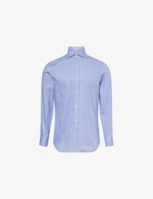 Giza Checked Regular-Fit Cotton and Cashmere-Blend Shirt by DUNHILL Giza Checked Regular-Fit Cotton and Cashmere-Blend Shirt by DUNHILL
