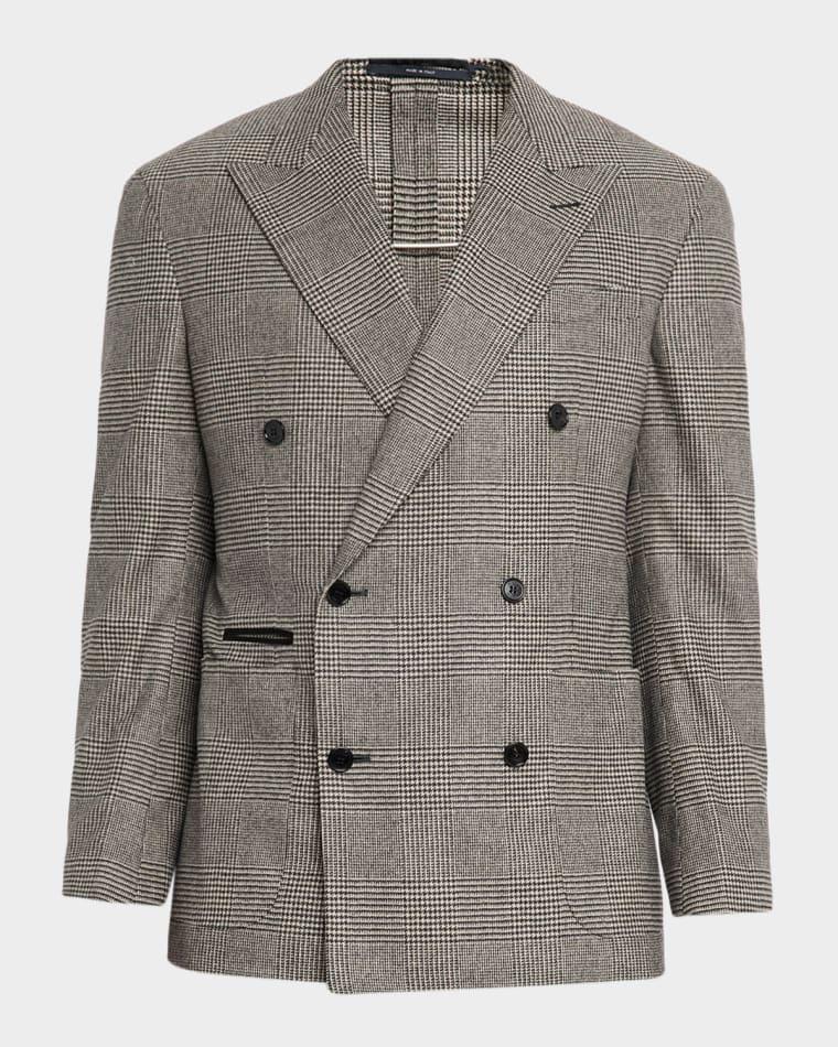 Men's 170s Wool Glen Check Double-Breasted Sport Coat by DUNHILL