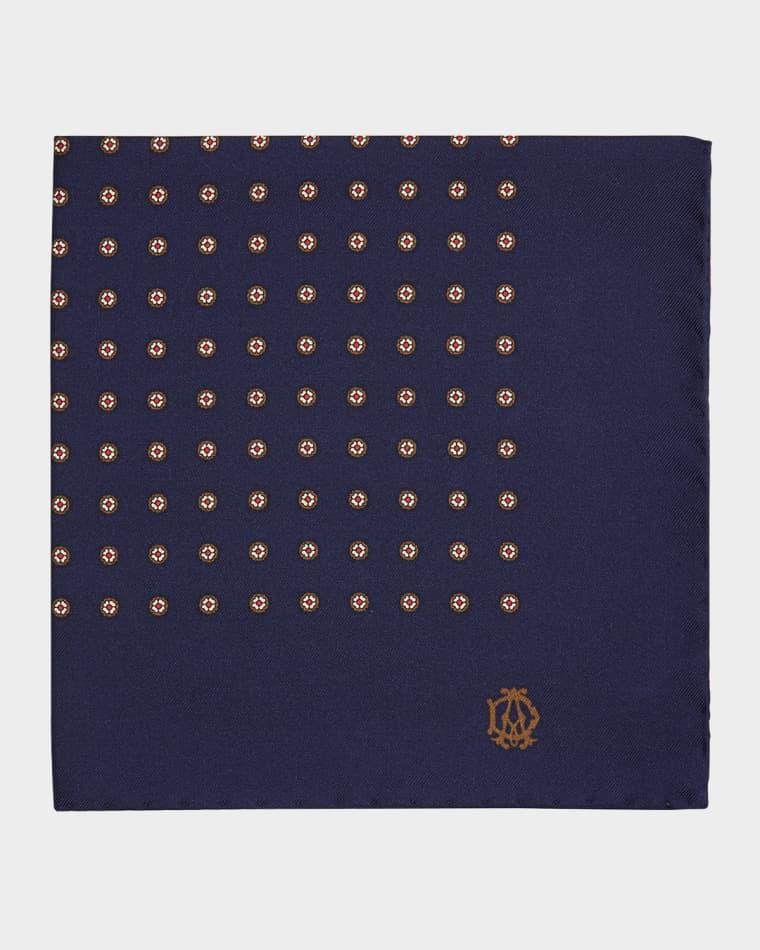 Men's Medallion Mulberry Silk Pocket Square by DUNHILL