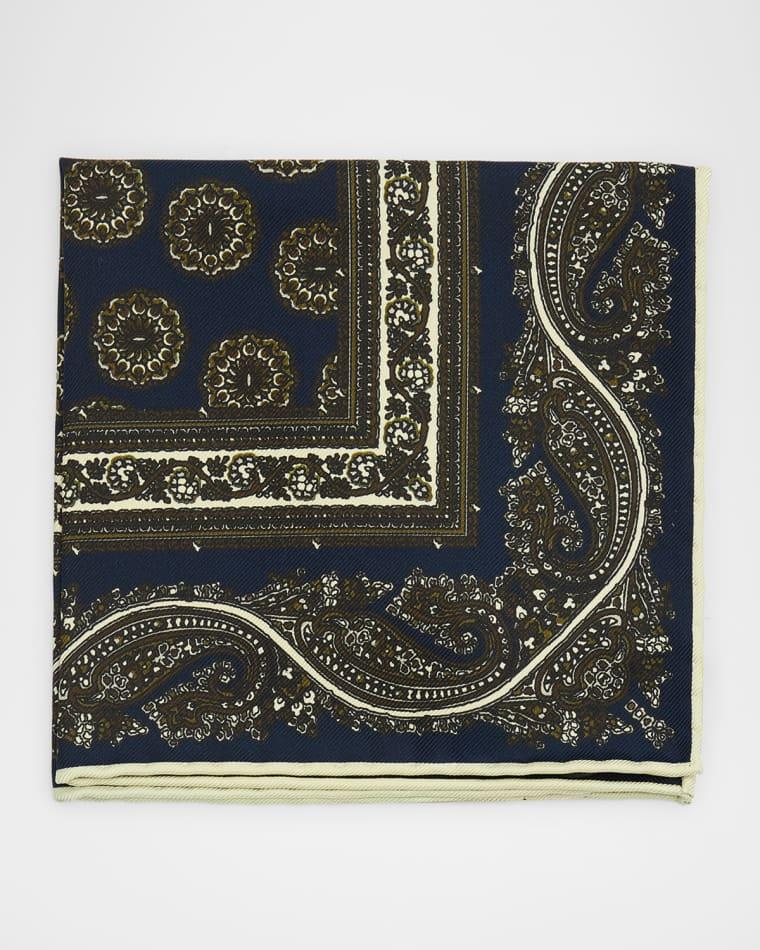 Men's Paisley Medallion Mulberry Silk Pocket Square by DUNHILL