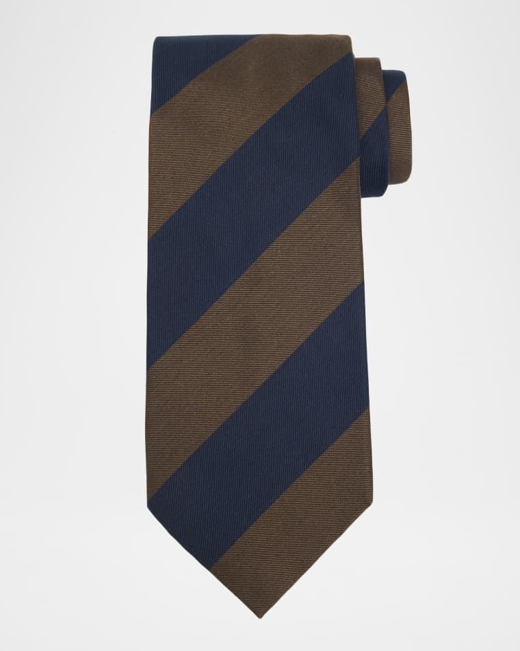 Men's Silk Wide Stripe Mulberry Silk Tie by DUNHILL