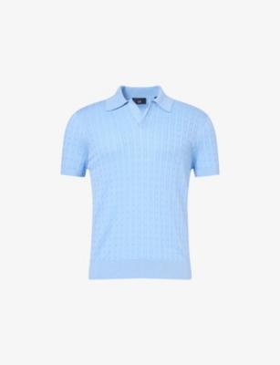Short-Sleeve Cable-Knit Cotton and Silk-Blend Polo Shirt by DUNHILL