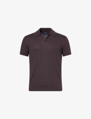Short-Sleeve Cable-Knit Cotton and Silk-Blend Polo Shirt by DUNHILL
