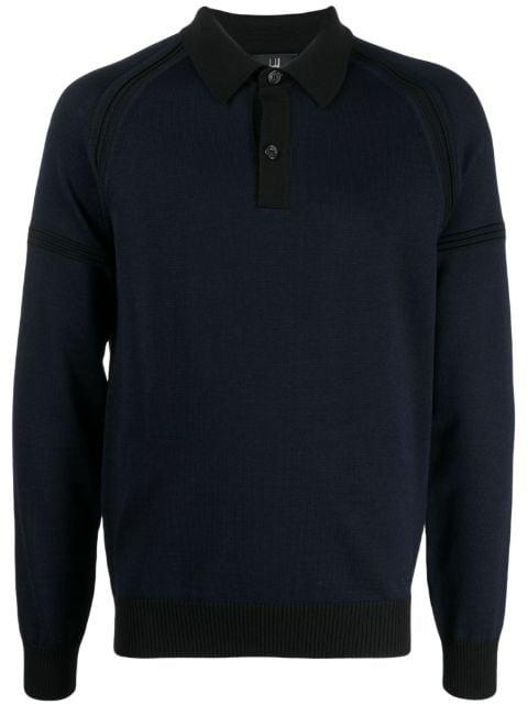 long raglan-sleeve wool polo shirt by DUNHILL