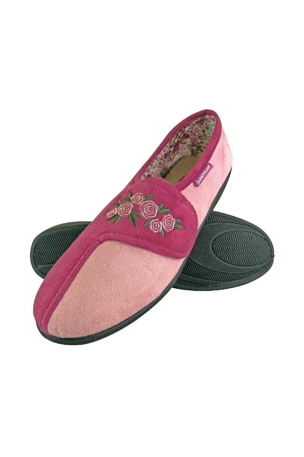 Adjustable Wide Fit Floral Slippers by DUNLOP