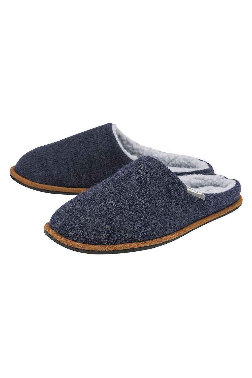 Plush Lined Mule Slippers With Memory Foam by DUNLOP