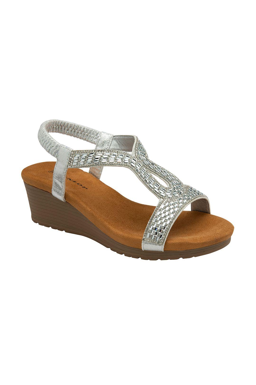Silver 'Verona' Wedge Sandals by DUNLOP
