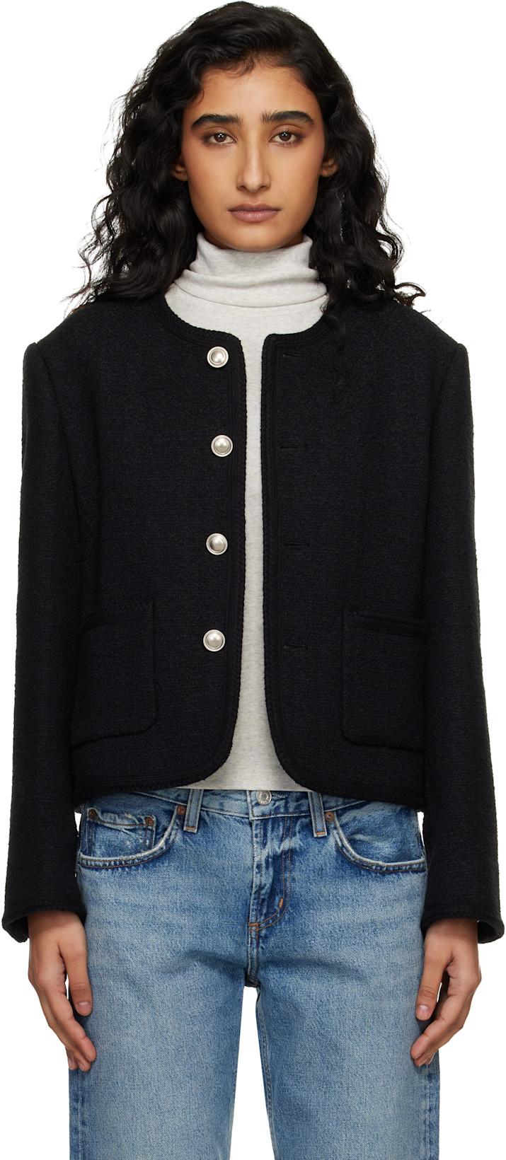 Black Classic Boucle Tweed Jacket by DUNST