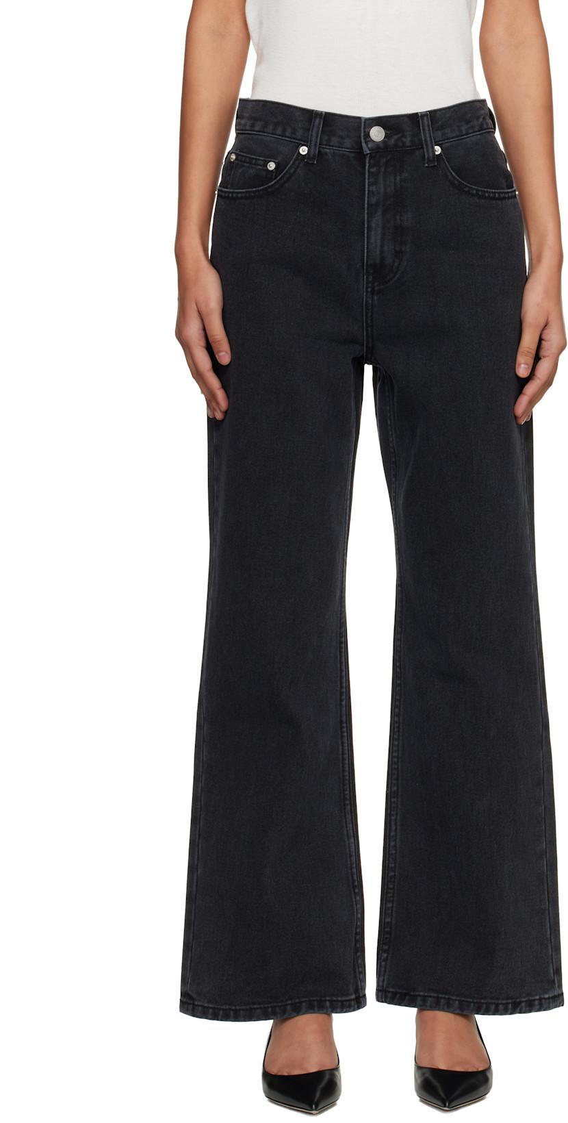 Black Relaxed Flared Jeans by DUNST