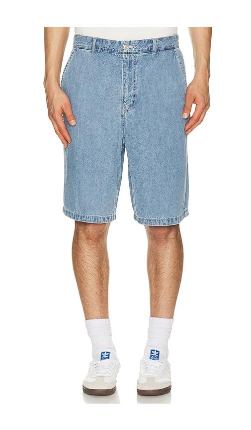 Dunst Linen Denim Shorts in Blue by DUNST