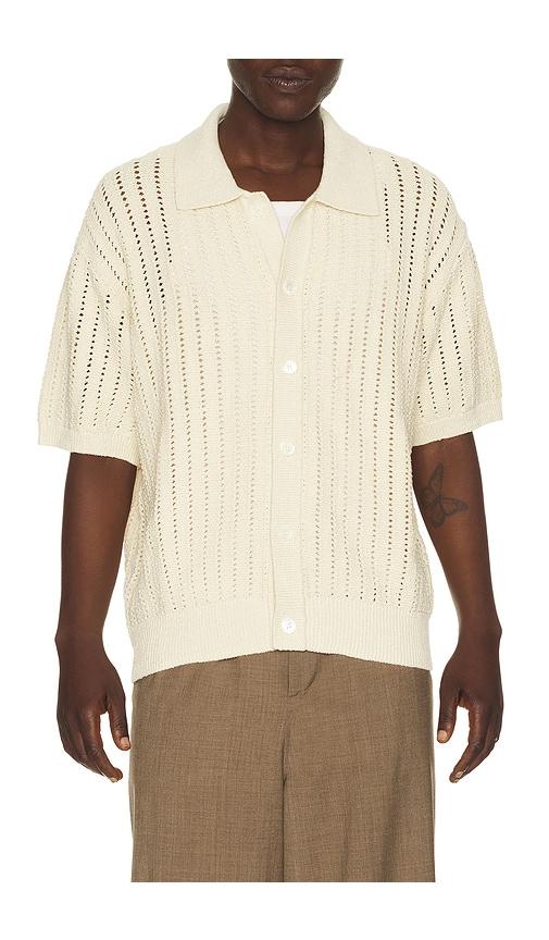 Dunst Relaxed Collared Cardigan in White by DUNST