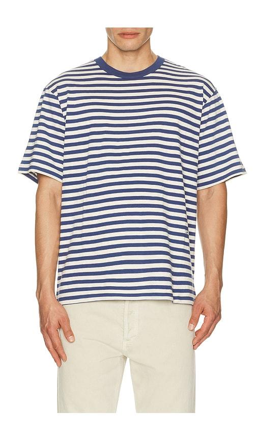 Dunst Unisex Striped Tee Shirt in Blue by DUNST