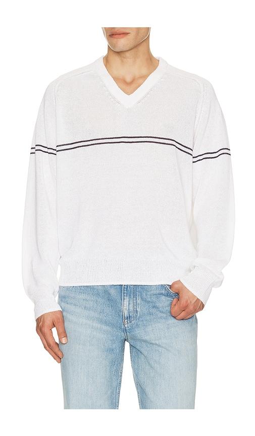 Dunst V Neck Striped Sweater in Cream by DUNST