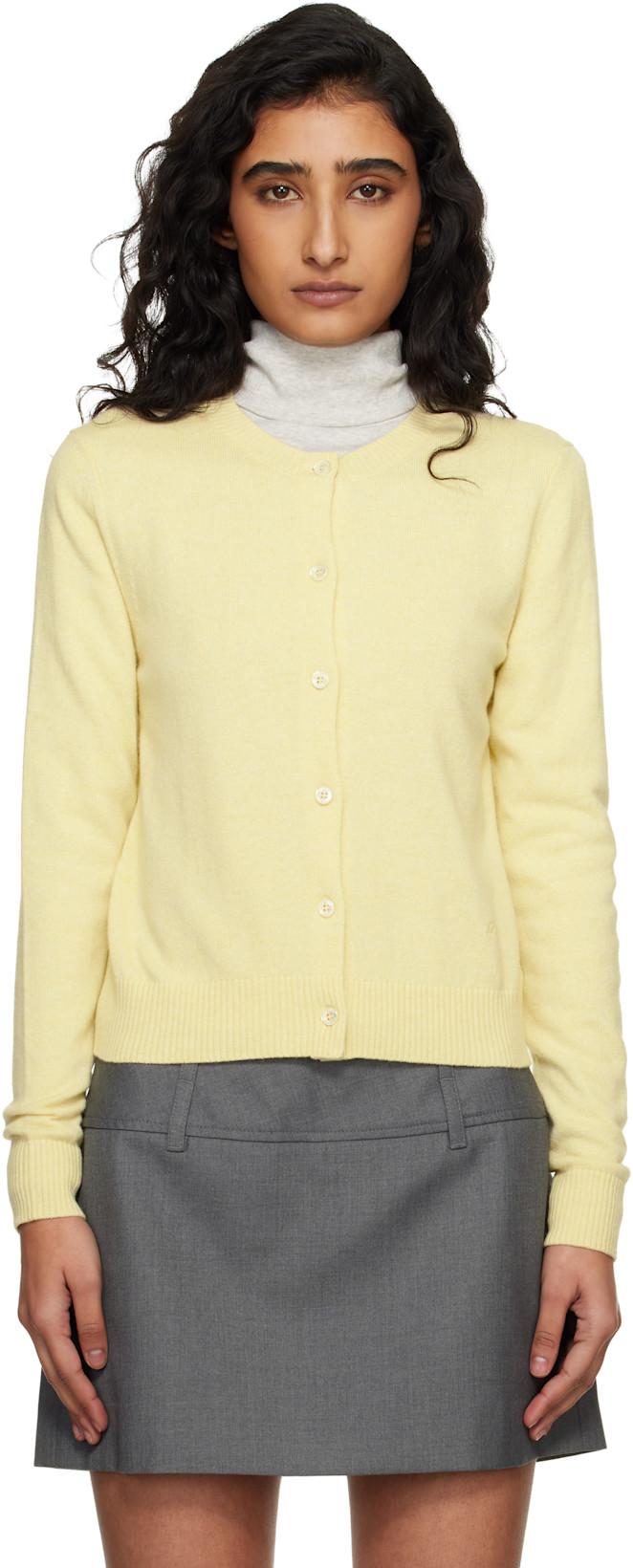 Yellow Essential Crewneck Knit Cardigan by DUNST